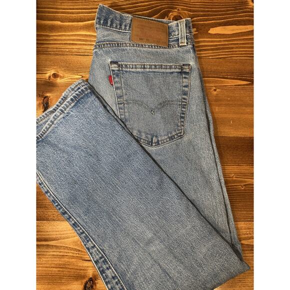 Levis 501 93 Jeans Men 32x32 Blue Premium Distress Denim Button Fly USA - Picture 1 of 9